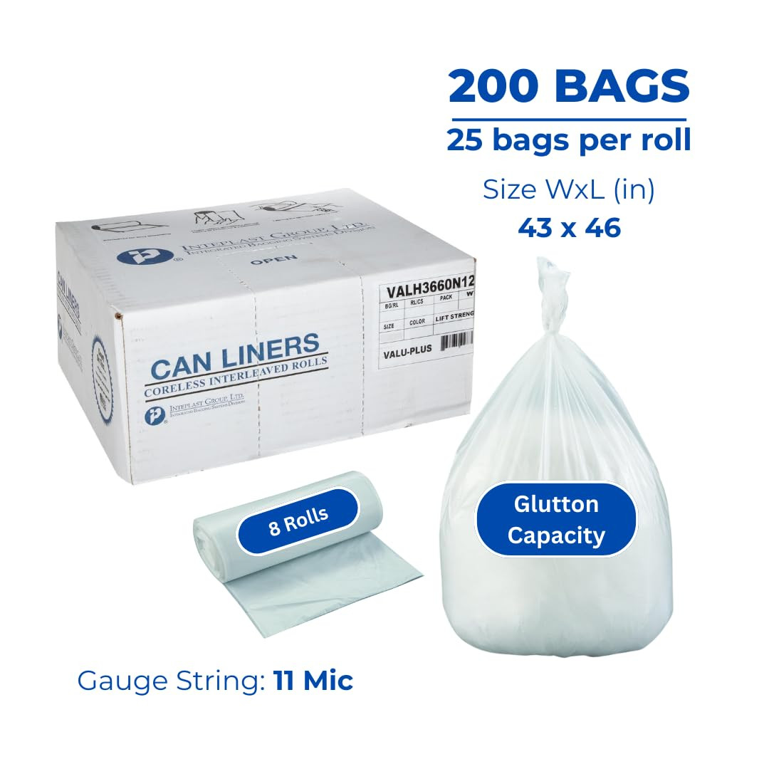 Group VALH3860N14 60 Gallon Capacity, 58″ Length X 38″ Width X 12 Mic Thickness,