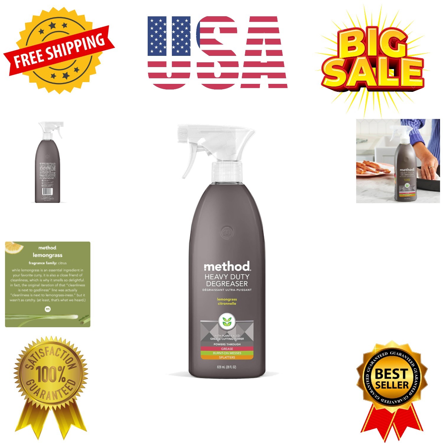 Heavy Duty Degreaser, Lemongrass Scent, Oven Cleaner & Stove Top Cleaner, 28 …