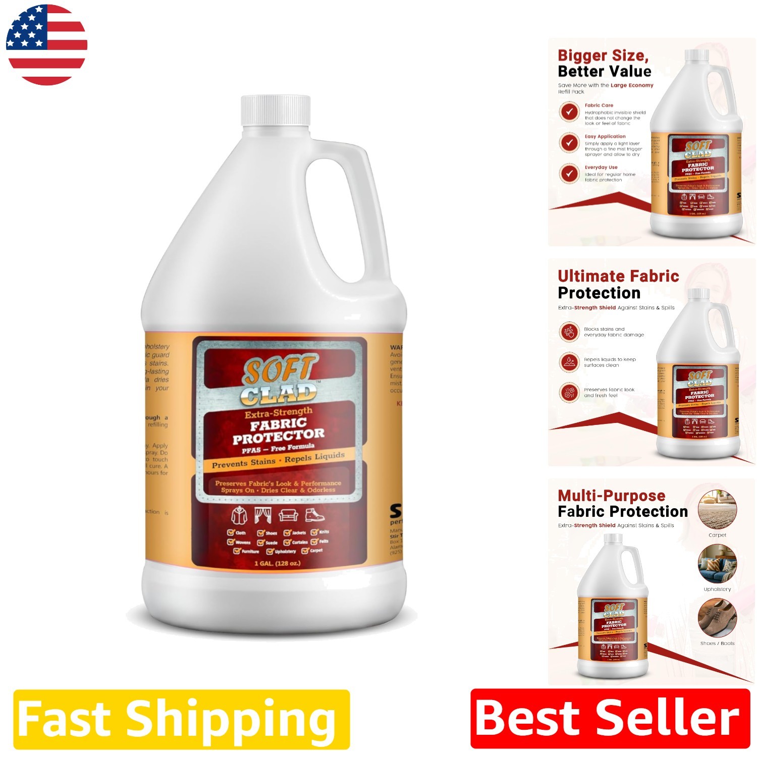 Extra Strength Fabric Protector 1 Gallon – Stain Guard, Repels Water, USA Made