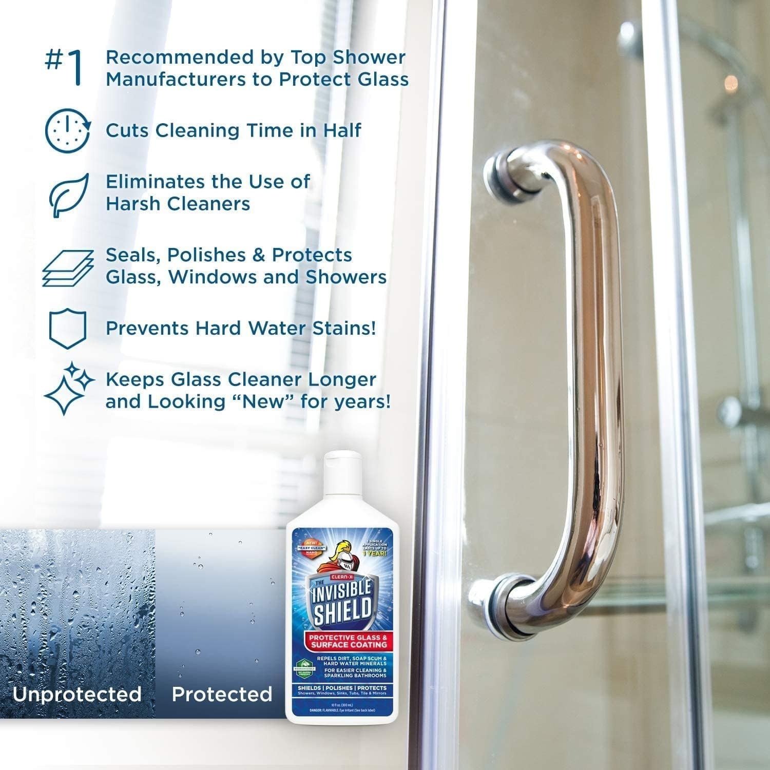 Shower Door & Tile Protectant Kit 32 oz | Invisible Glass Shield & Water Spot Re