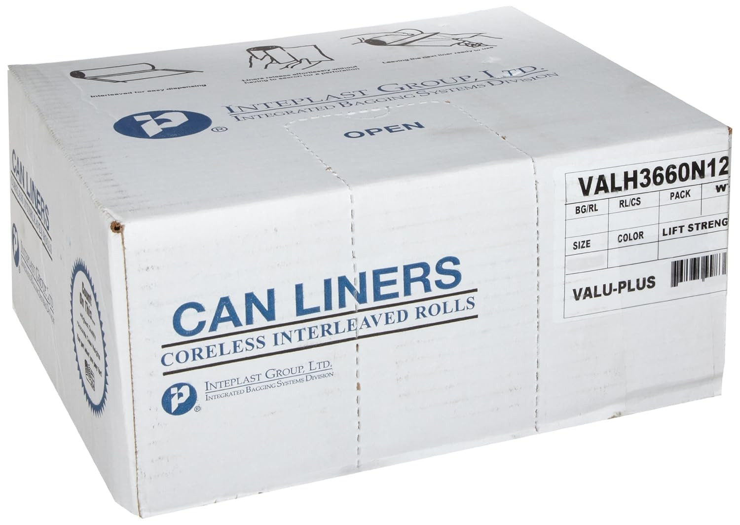 Group VALH3860N14 60 Gallon Capacity, 58″ Length X 38″ Width X 12 Mic Thickness,