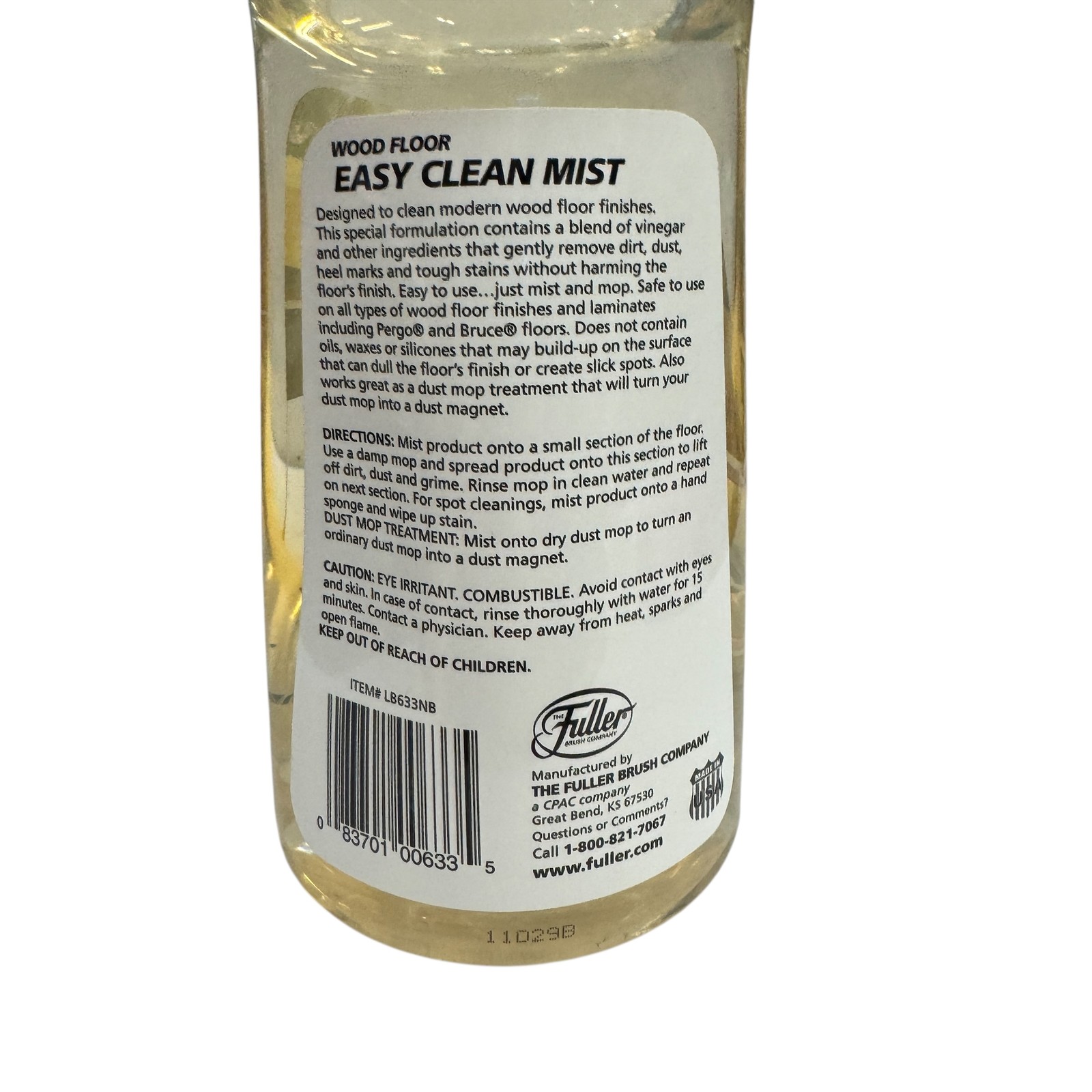 Fuller Brush Wood Floor Easy Clean Mist Cleaner 22 fl oz Laminate Polyurethane
