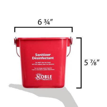 Red 3 Qt Sanitizing Bucket Trilingual Labeling HACCP Compliant Easy Handle