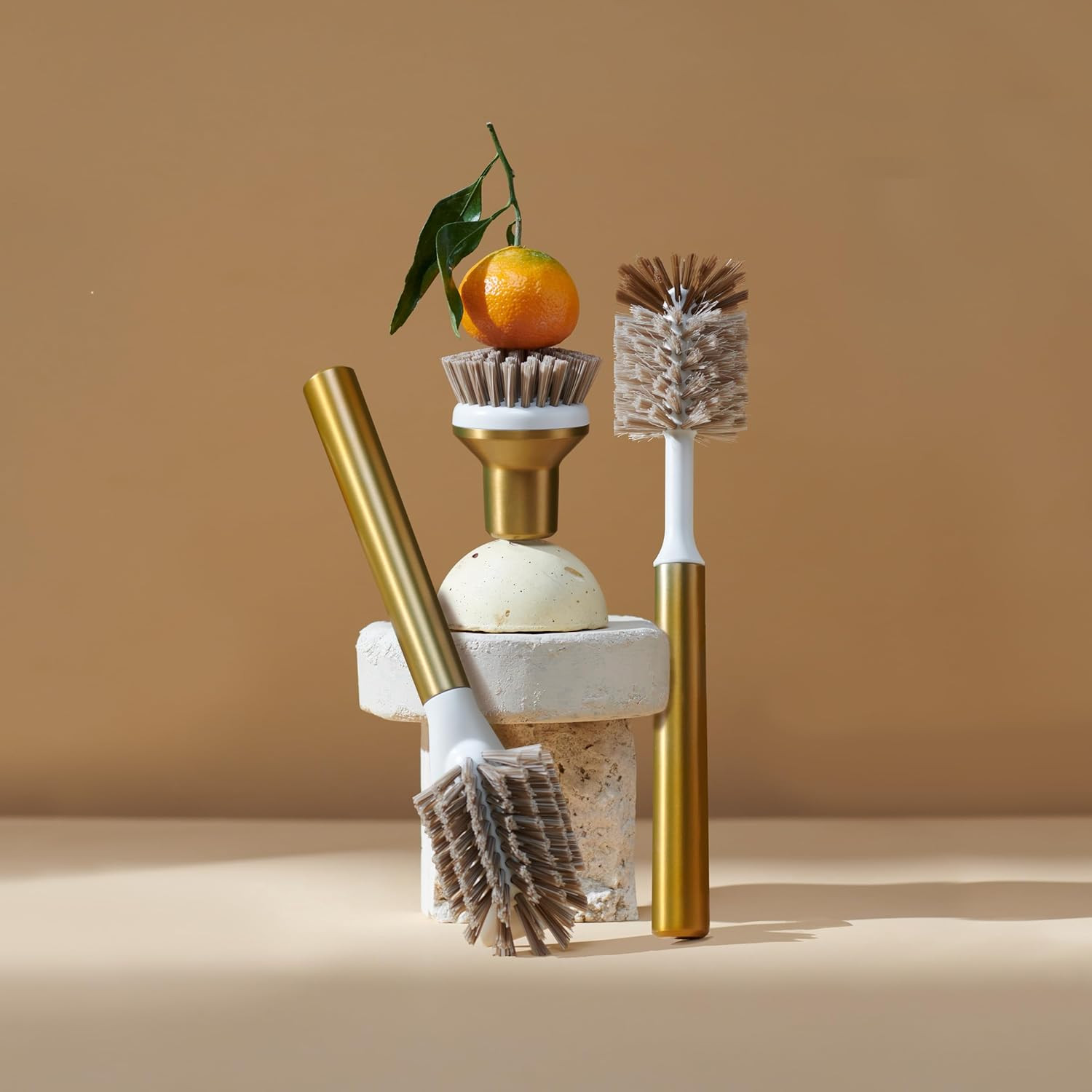 Ionic Brush Set, Magnetized to Stand Upright, Stainless Steel with Replaceable H