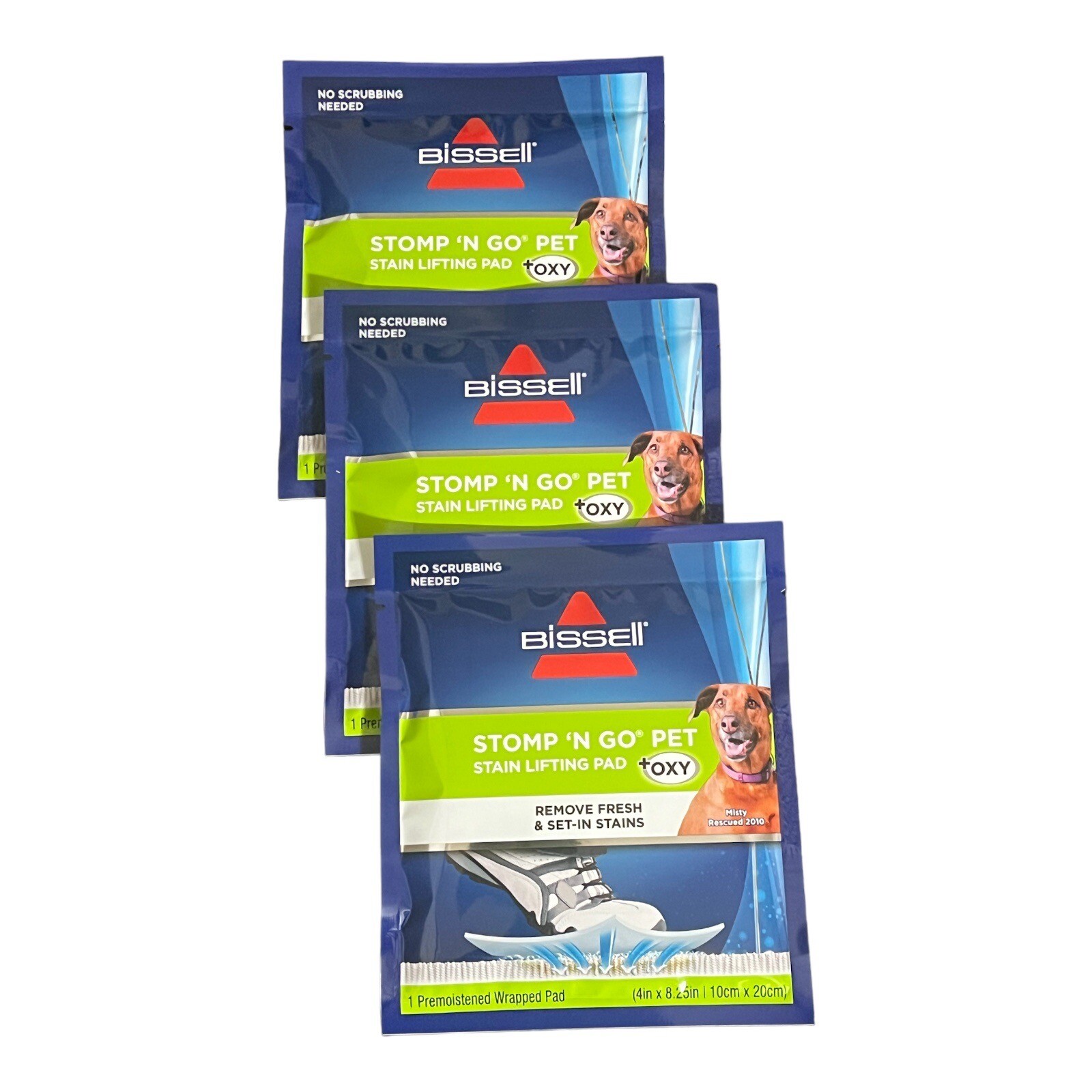 Bissell Stomp N Go Pet Stain Lifting Pads +Oxy Sealed Carpets or Rugs 3-Pack New