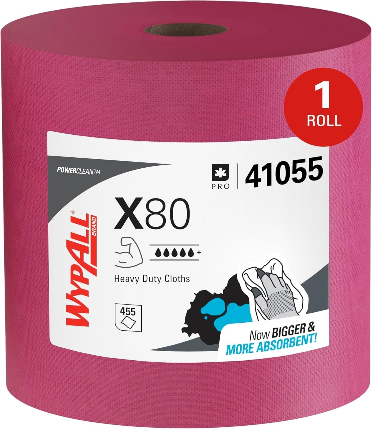 High Absorbent Cleaning Cloths 455 Sheets, Red Jumbo Roll
