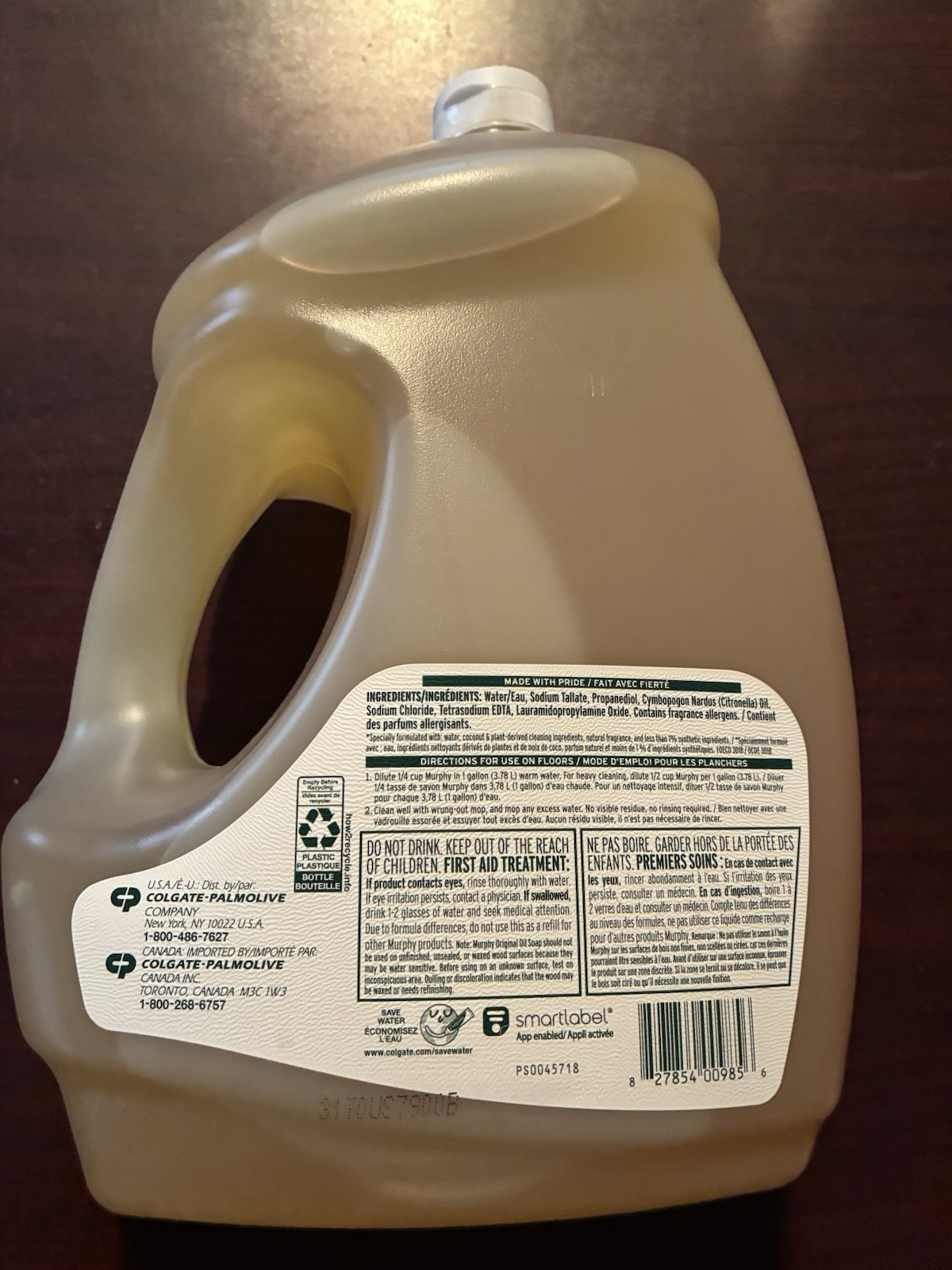 145oz Oil Soap Wood Floor Cleaner Oil Soap Wood Cleaner 1.1 Gallon 827732