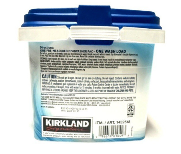 2 CT. KIRKLAND SIGNATURE ULTRASHINE DISHWASHER DETERGENT LEMON SCENT 115 CT PACS