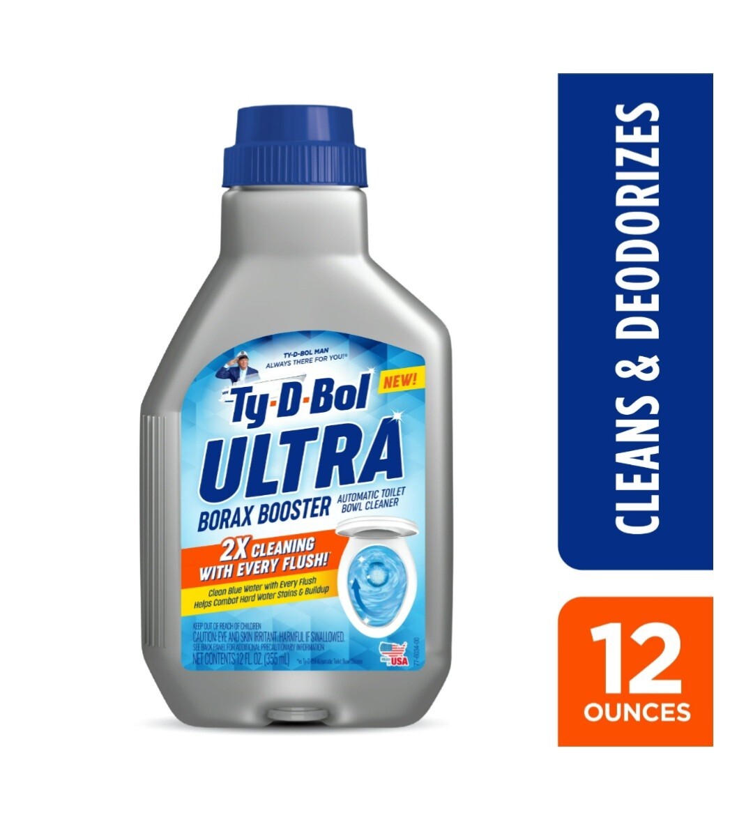 SINGLE BOTTLE TY-D-BOL BLUE ULTRA BOOSTER IN TANK LIQUID TOILET BOWL 2X CLEANER