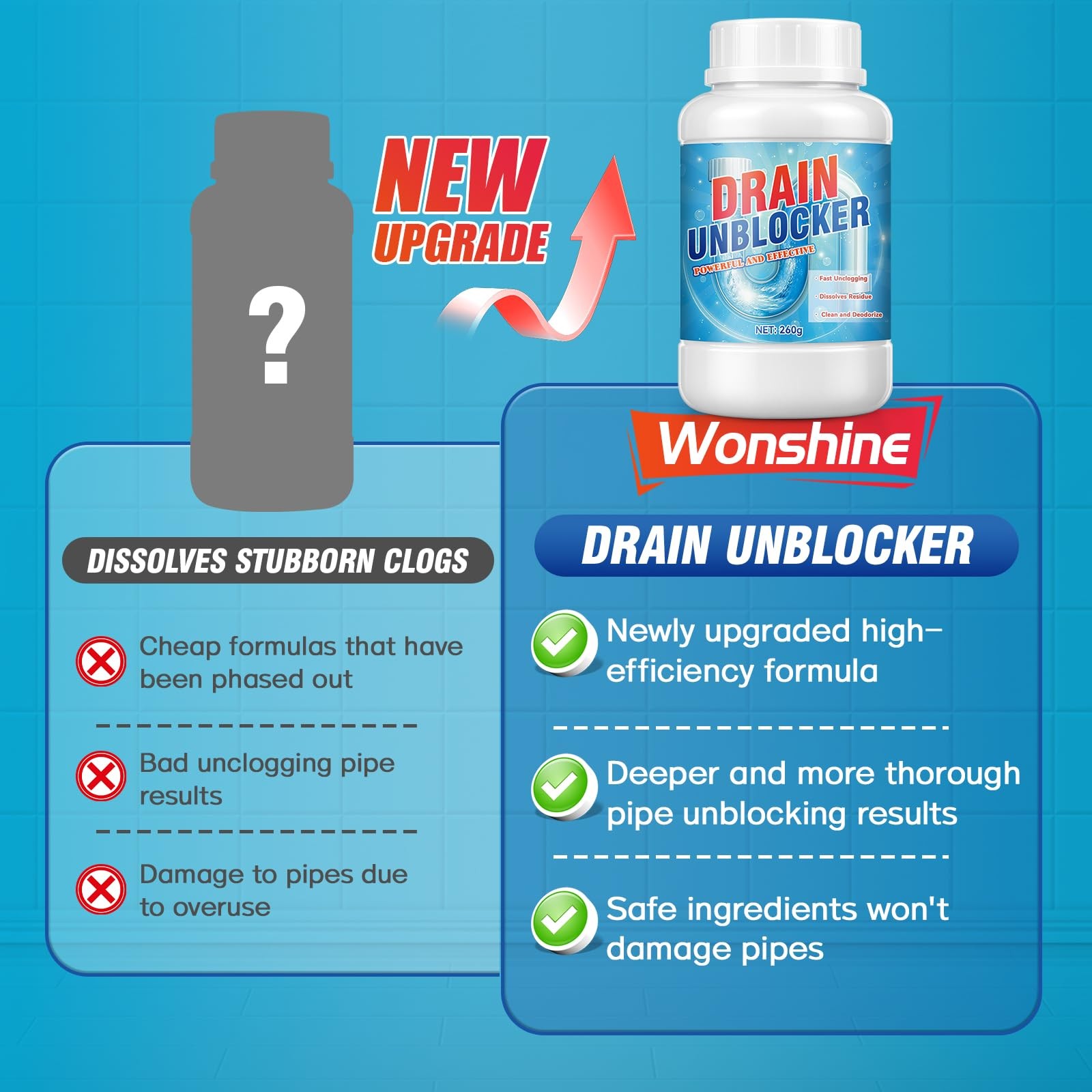 Drain Clog , 260g Sink Drain Cleaner, Powerful Pipeline Dredging Agent, fast …