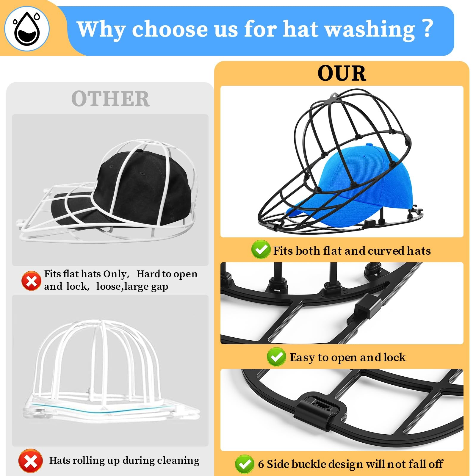 Hat Washer Cage,Hat Washer for Washing Machine and Dishwasher,Baseball Cap Wa…