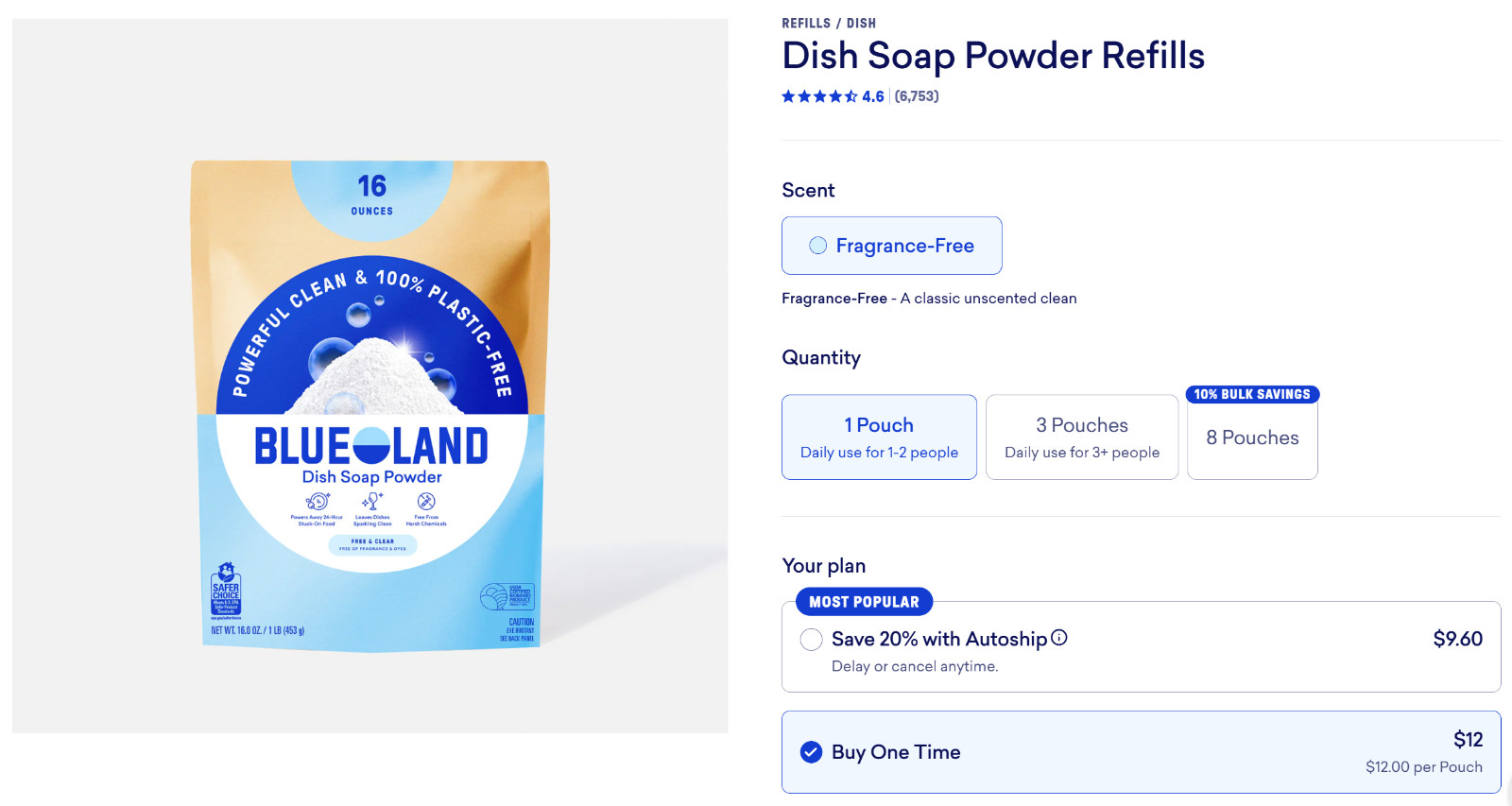 6x Blueland Powder Dish Soap 16oz Each + 3 Bathroom Cleaner Tablets Eco Friendly