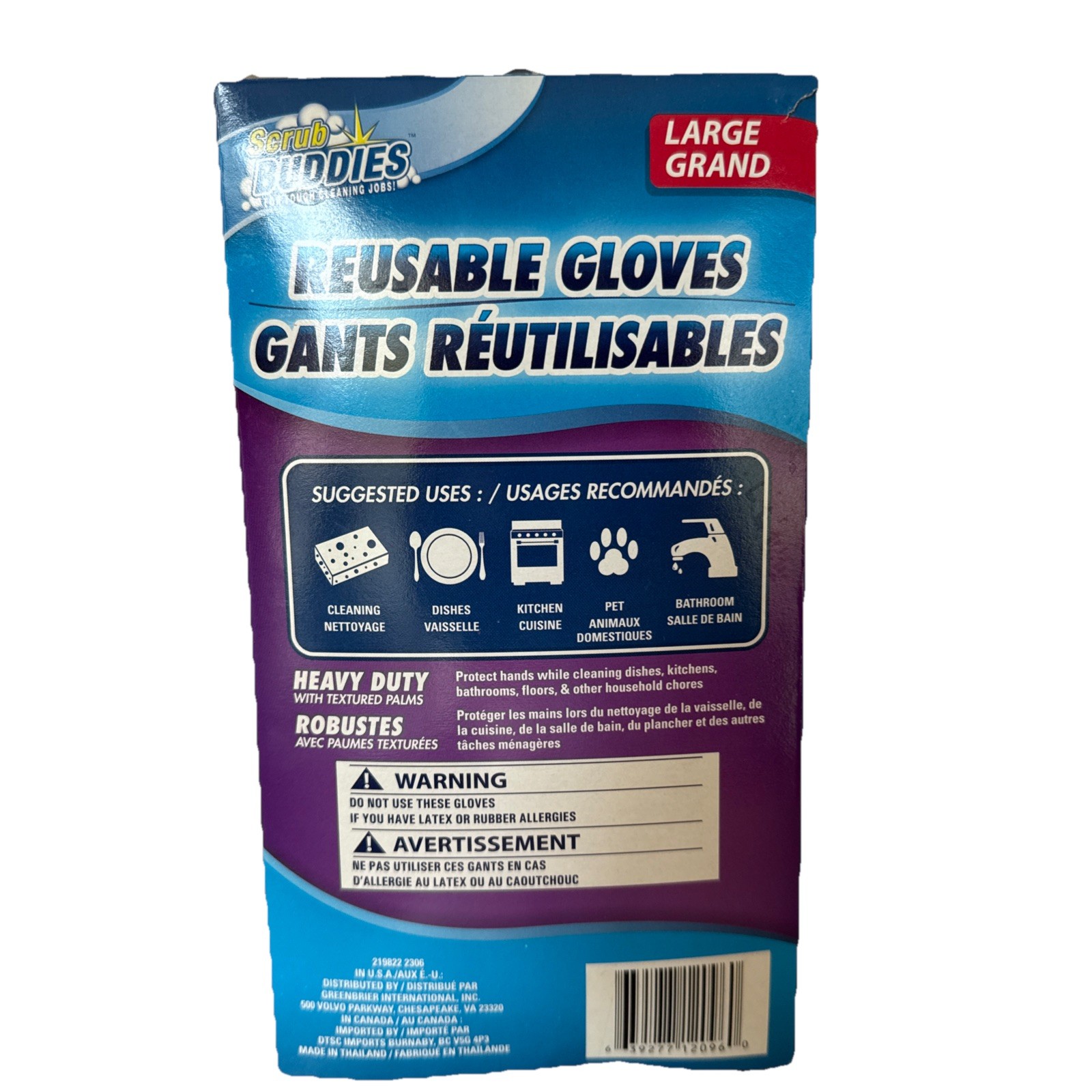 Scrub Buddies Pink Reusable Latex Gloves Heavy Duty Size Large 1 Pair Pack New