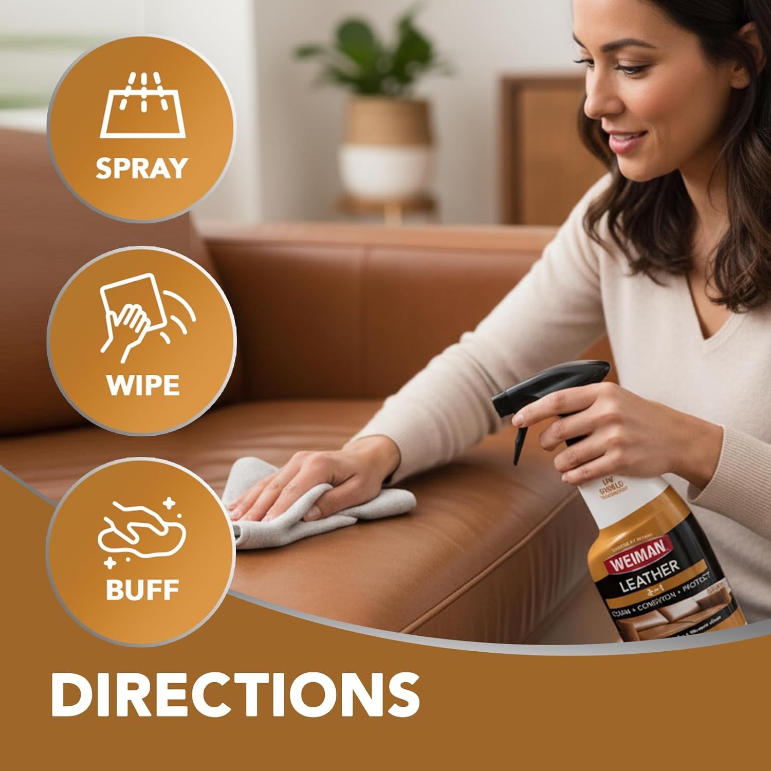 Leather Cleaner Polish and Conditioner for Furniture Car Purses Shoes Boots