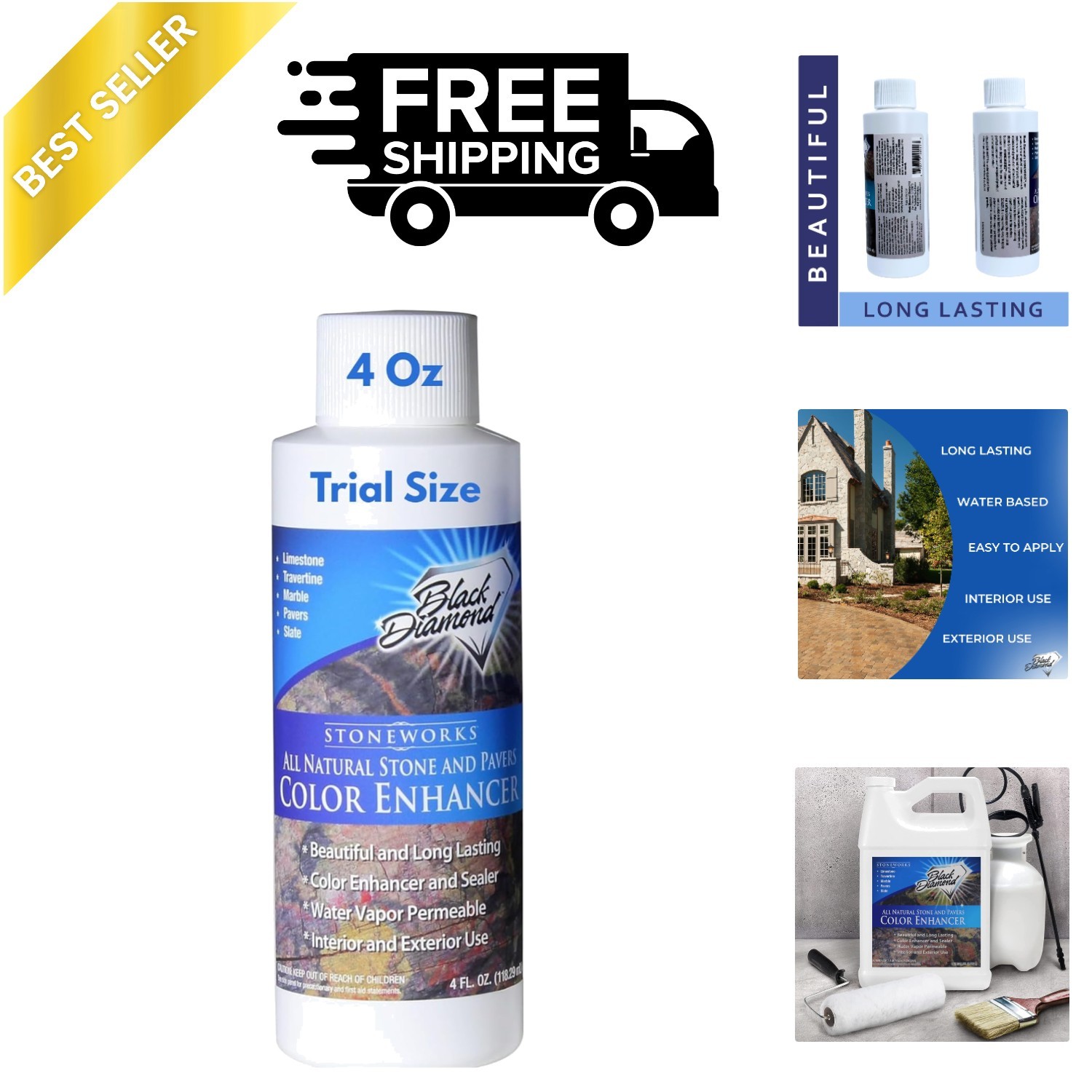Color Enhancer Sealer for All-Natural Stone and Pavers. Marble, Travertine, Lime