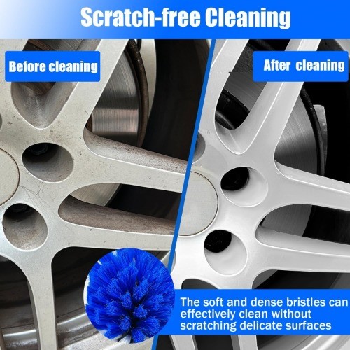 Wheel Brush Kit, Soft Drill Wheel Cleaner Brush, No S Color: Blue + White 3 Pk