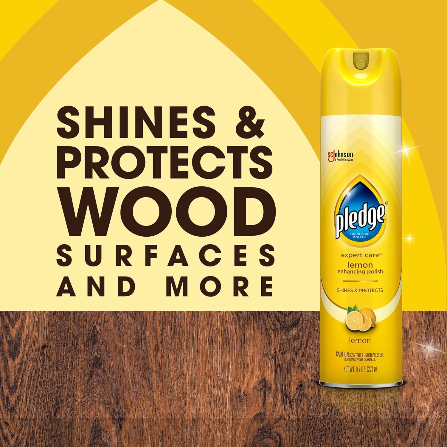 Pledge Enhancing Polish, Furniture & Wood Spray, Lemon Scent, 9.7Oz (Pack of 3)