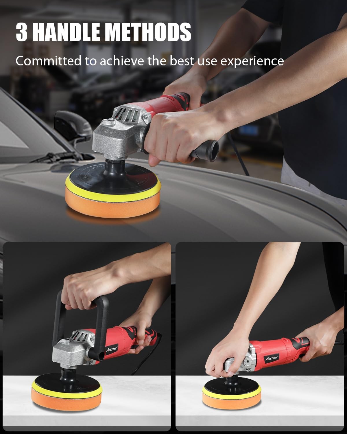 AVID POWER Car Buffer Polisher, 1200W 7 Inch/6 Inch Rotary Buffer Waxer, 6 Va…
