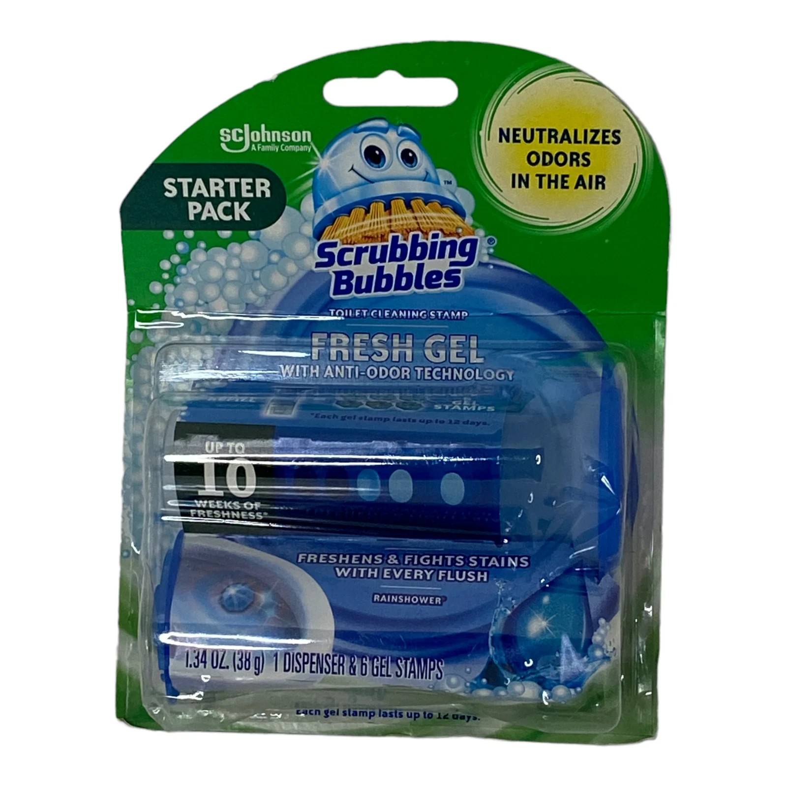 Scrubbing Bubbles Toilet Cleaning Stamp Rainshower Fresh Gel