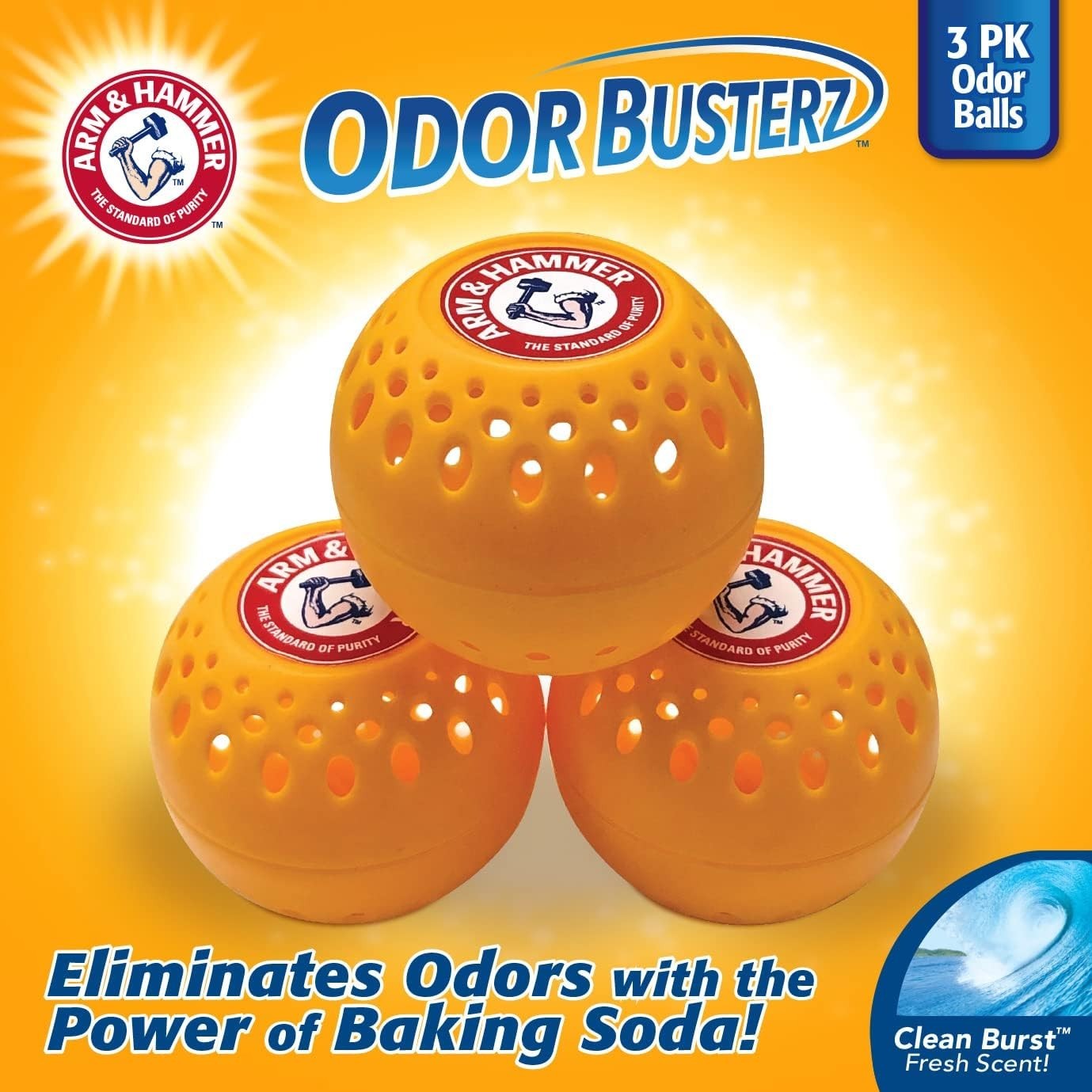 Freshen Your Space: 3-Pack Clean Burst Odor Busterz Balls – 60 Days of Freshness