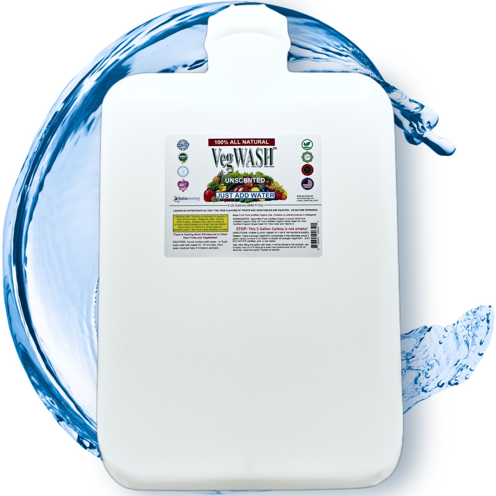VegWASH™ Raw Produce Cleaner (Unscented) – Just Add Water for 5 US Gallons