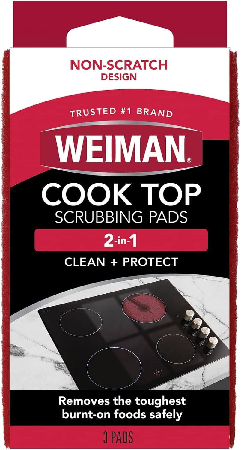 Cooktop Scrubbing Pads, 3 Count Scratch-Free Cleaning Pads for Cermaic, Glass…