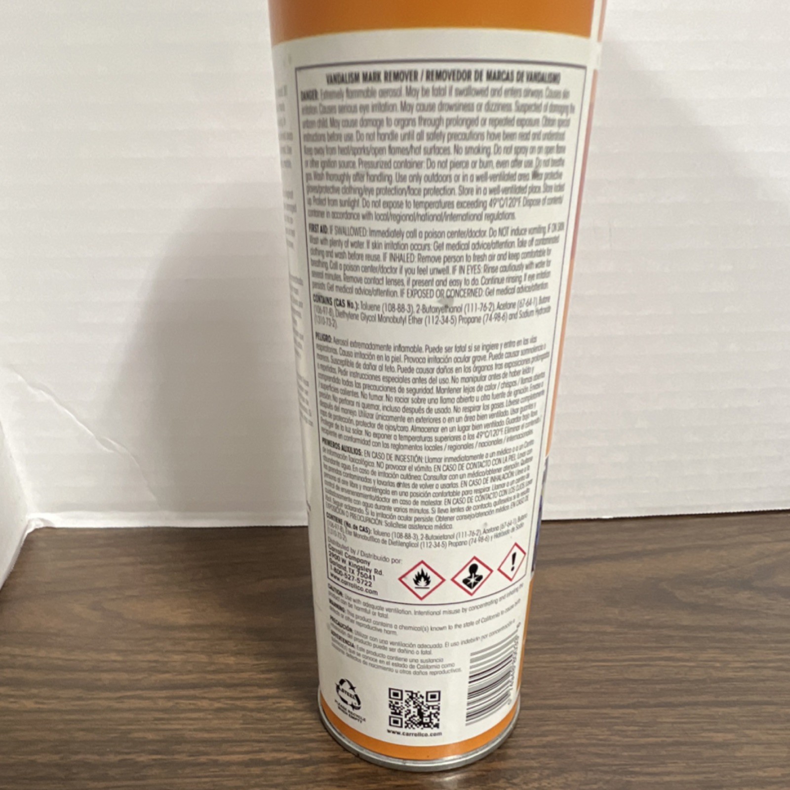 Carroll Company Vandalism Mark Remover Aerosol 15oz Crayon Ink Spray Paint