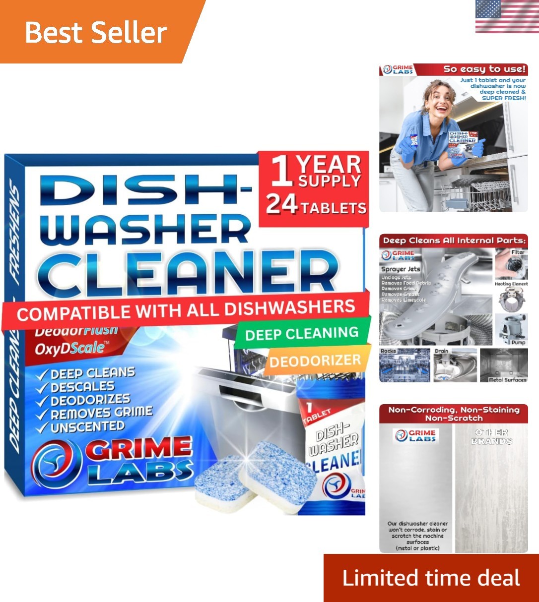 Powerful Dishwasher Cleaner & Deodorizer Pods – 24 Tablets for Hard Water Issues