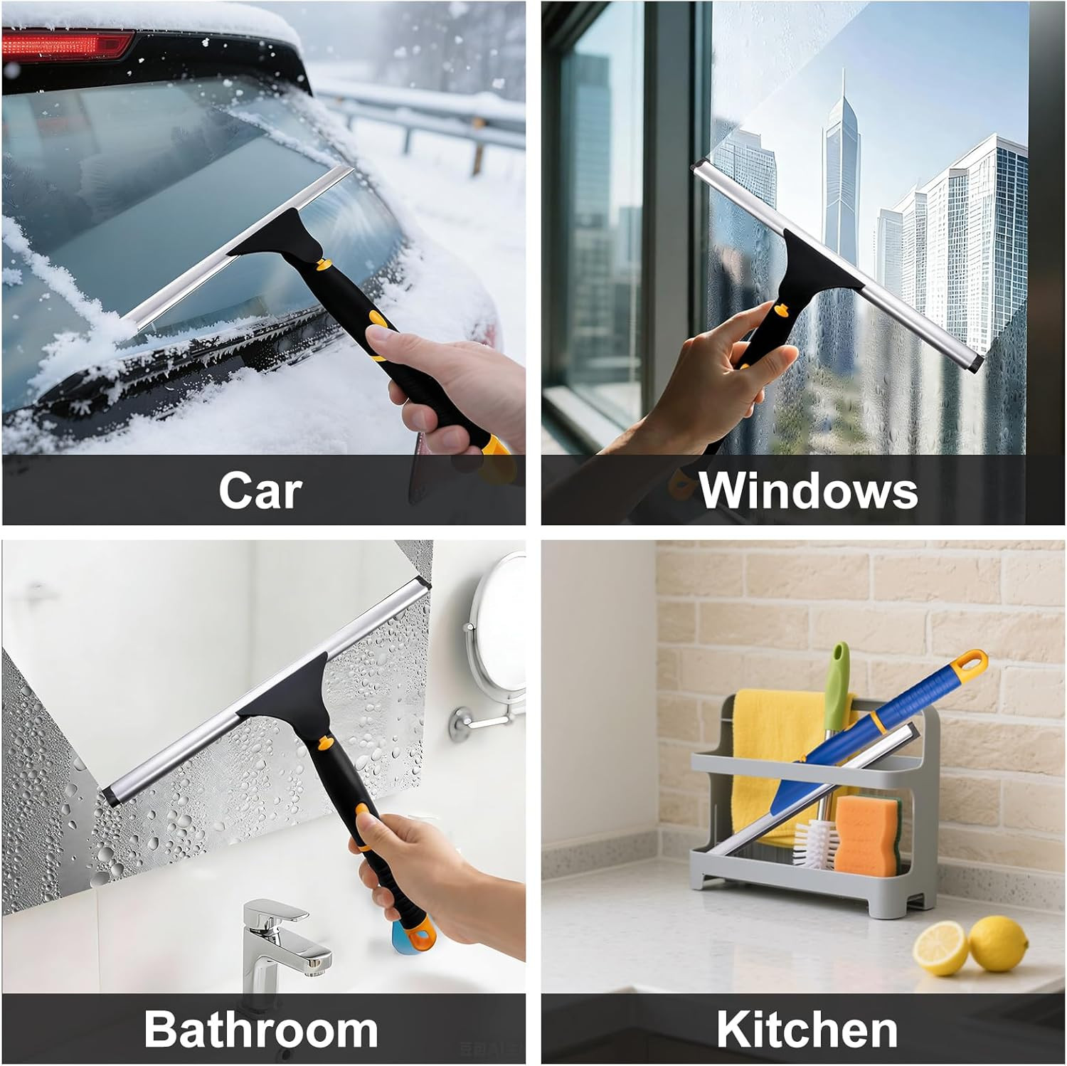 Swivel Shower Squeegee for Glass Doors, All-Purpose Anti-Slip Window Squeegee…