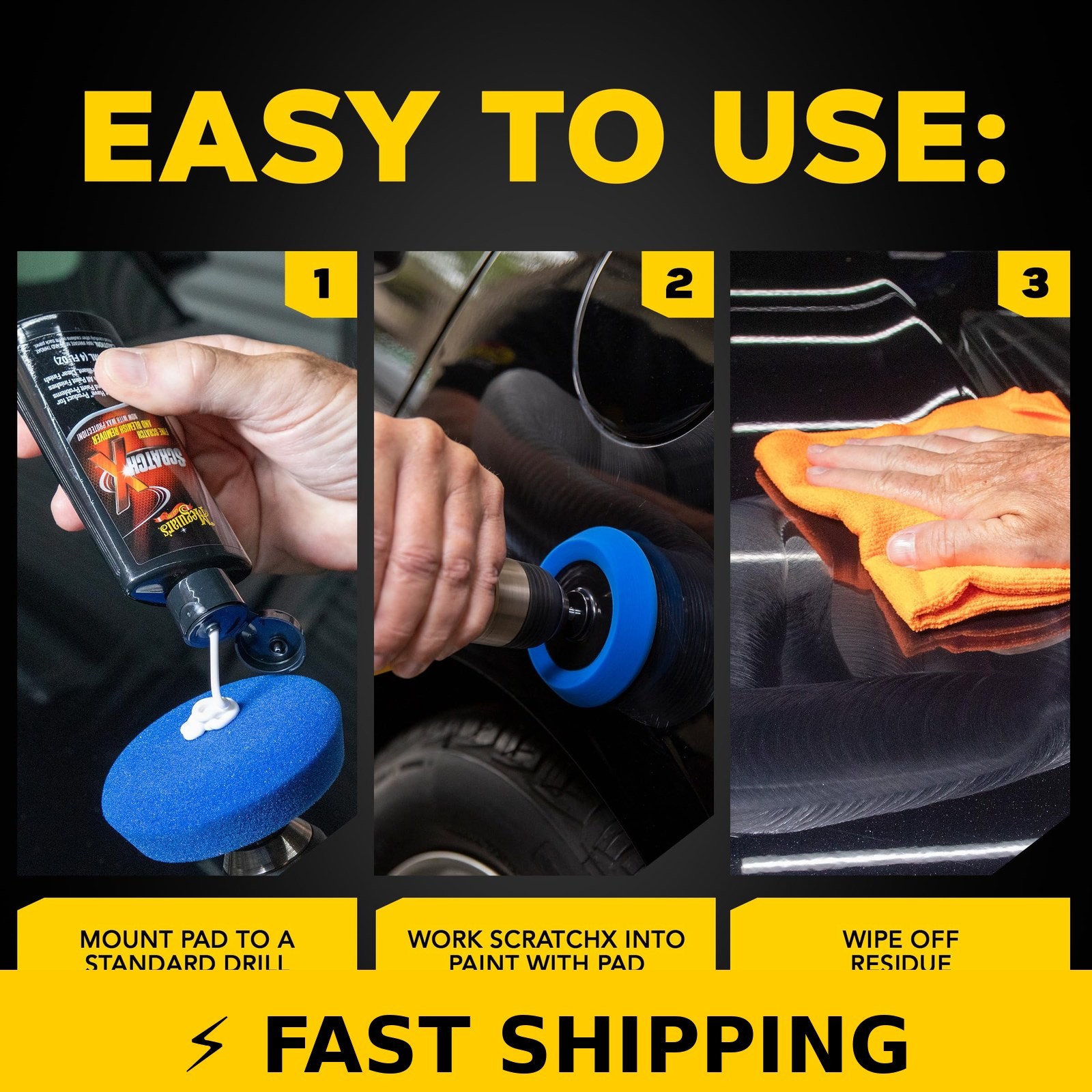 Meguiar’s Quik Scratch Eraser Kit, Drill-Mounted, 4 Count
