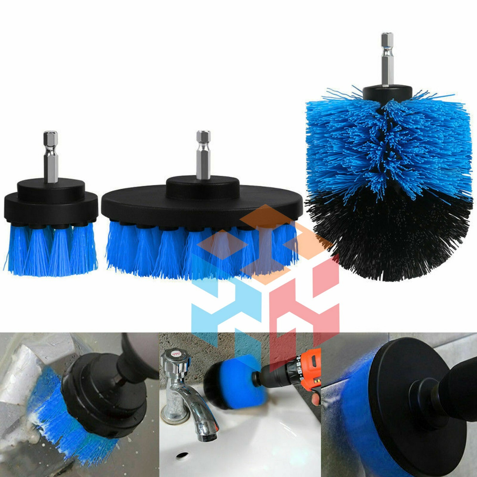 Drill Brushes Set 4pcs Tile Grout Power Scrubber Cleaner Spin Tub Shower Wall