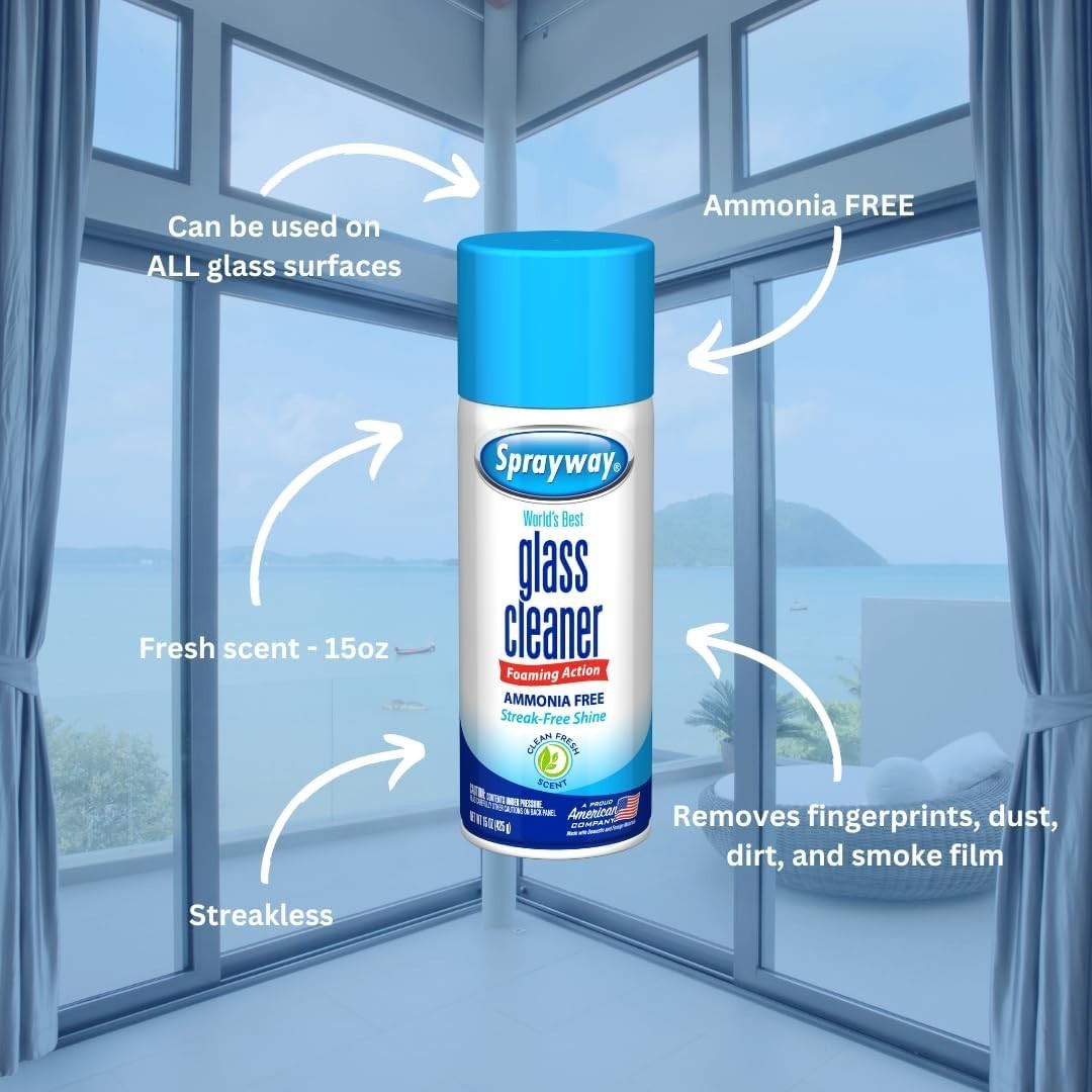 15 Ounce Streak-Free Glass Cleaner – Ammonia-Free, Fast-Acting Foaming Action