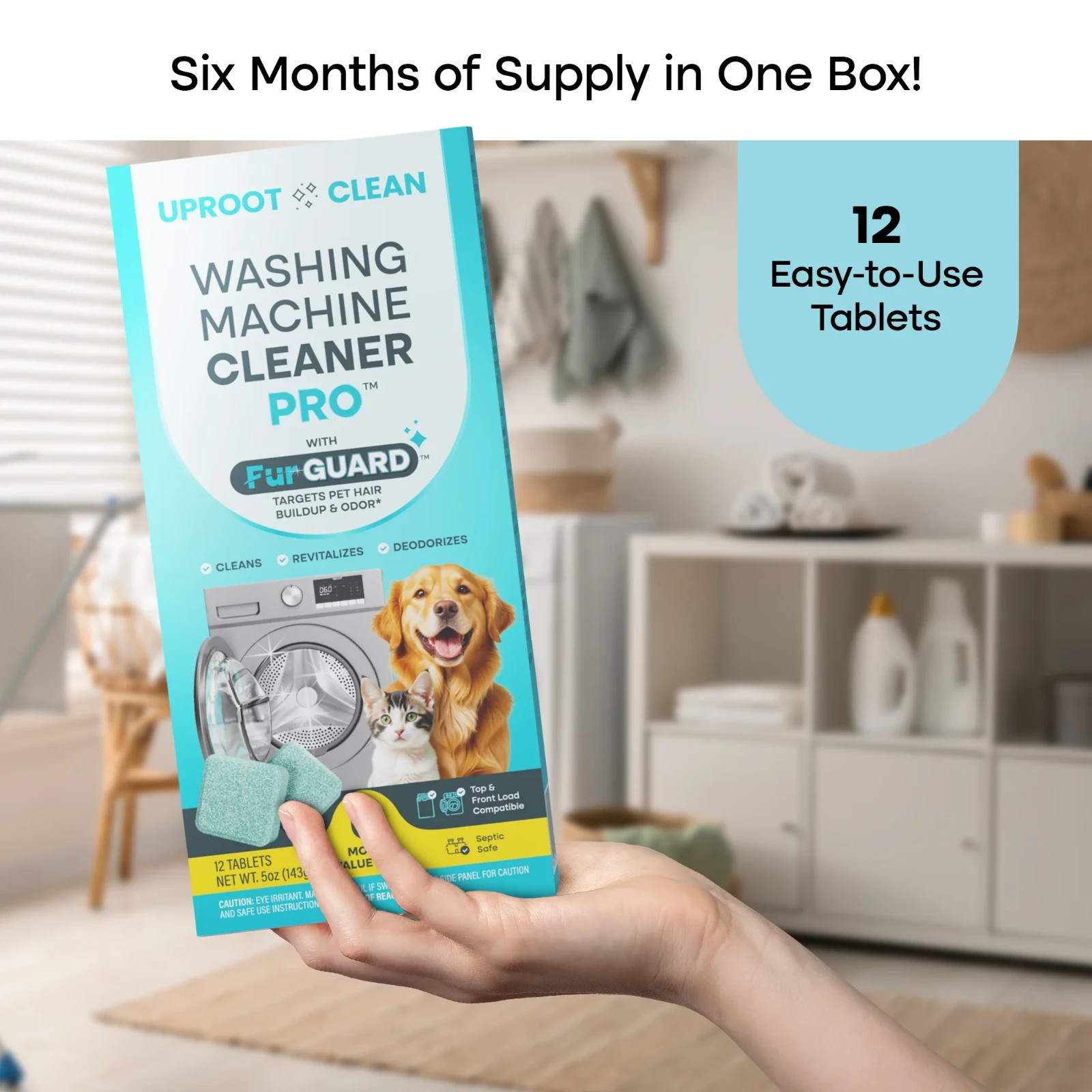 Uproot Clean Washing Machine Cleaner Tablets – 24 Pack for a 12 Month Supply