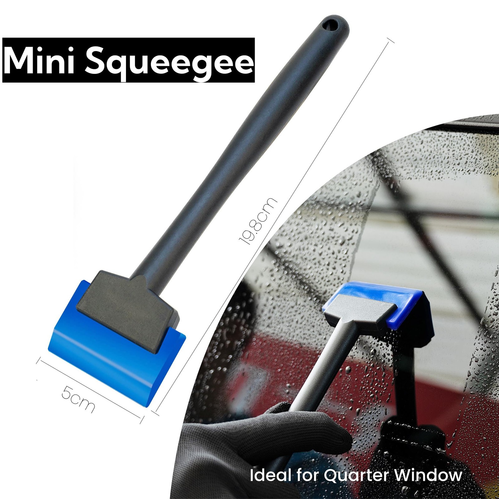 Small Wiper with 2 & 5IN Rubber Blades, Streak-Free Glass Squeegee for Window…