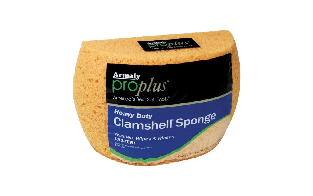Heavy-Duty Clamshell Sponge, 5 in L, 3-3/8 in W, 7-3/8 in Thick, Polyester Yello