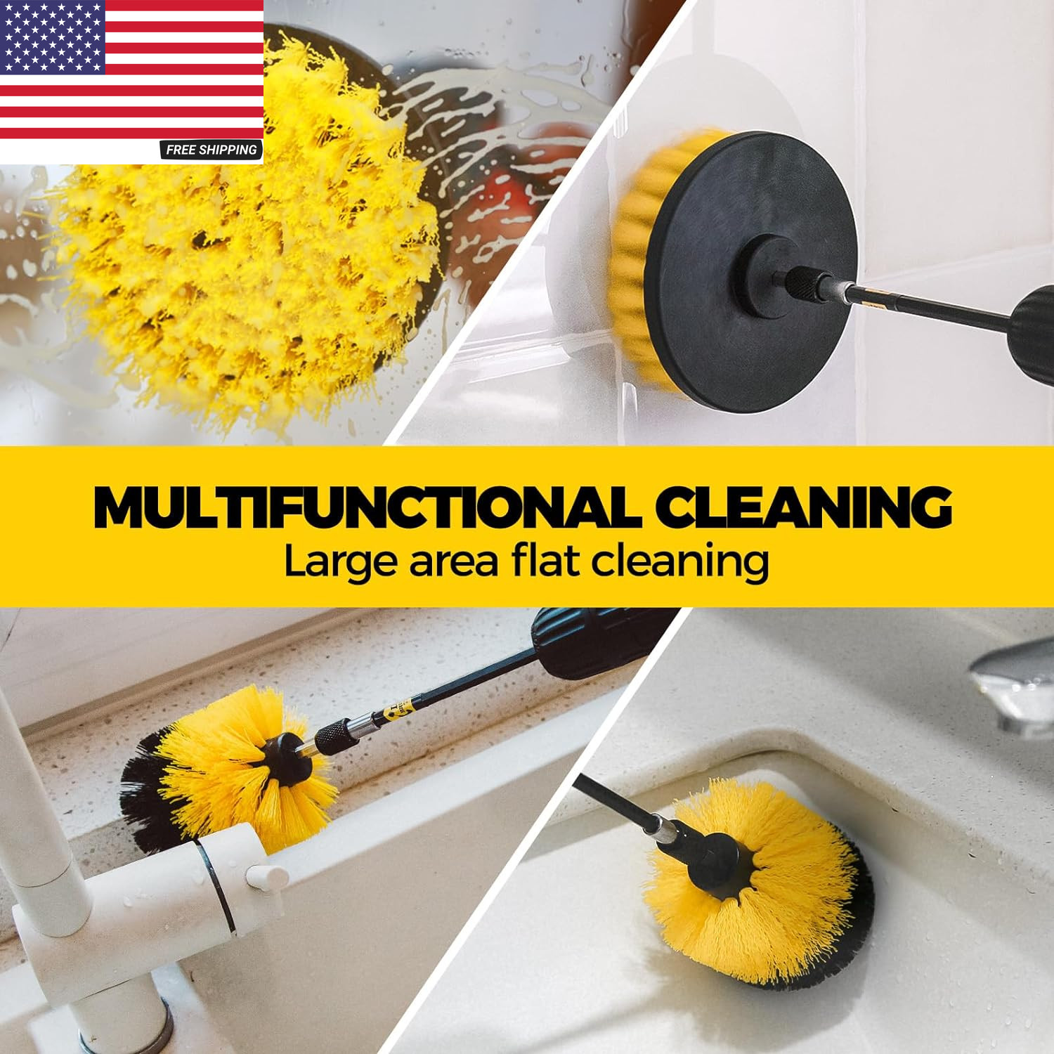 6Pack Drill Brush Power Scrubber Cleaning Brush Extended Long Attachment Set All