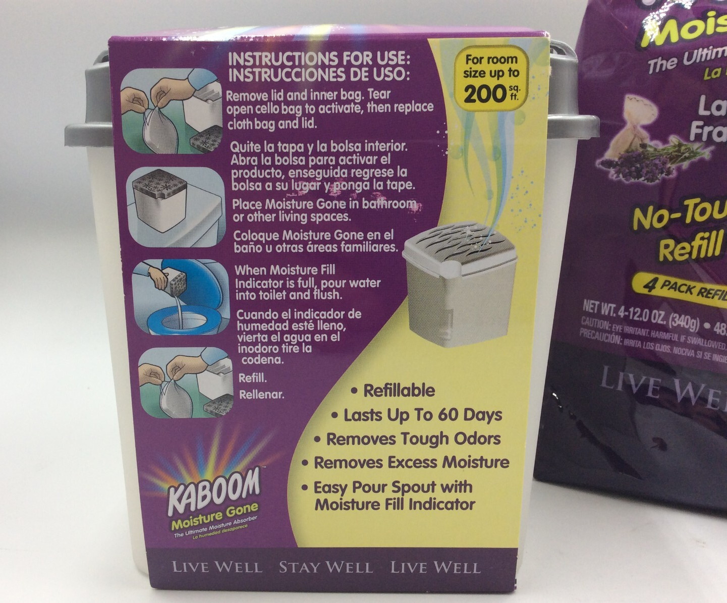 Kaboom Moisture Gone 12oz Refillable Cup & 48 oz Refill Bag Includes 4 refills