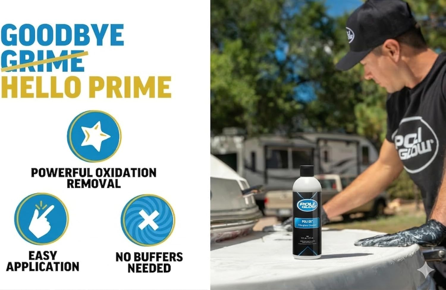 Poli Ox Oxidation Removal Kit for Boats, Rvs, or Fiberglass Surfaces–Removes
