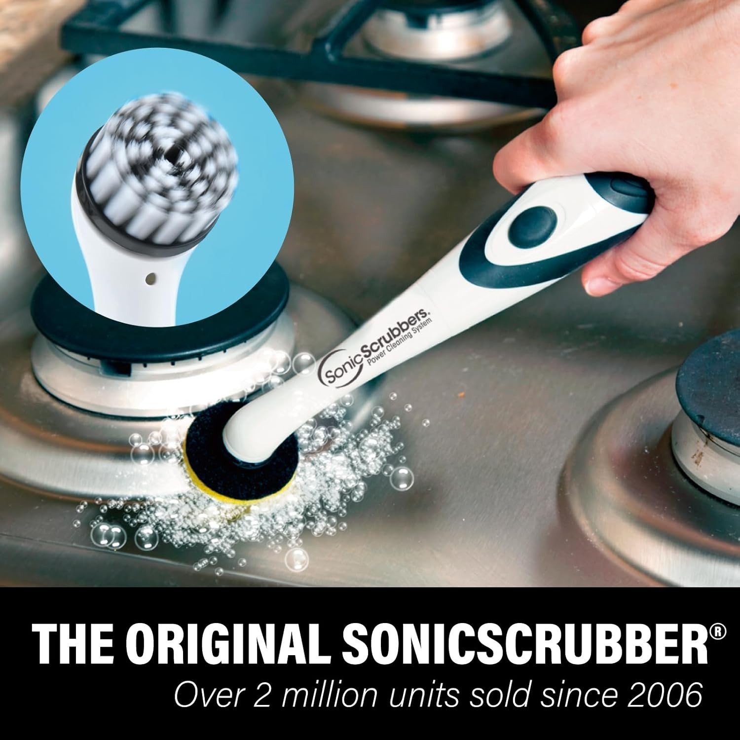 Water-Resistant Sonic Scrubber – 3 Interchangeable Heads for Effortless Cleaning
