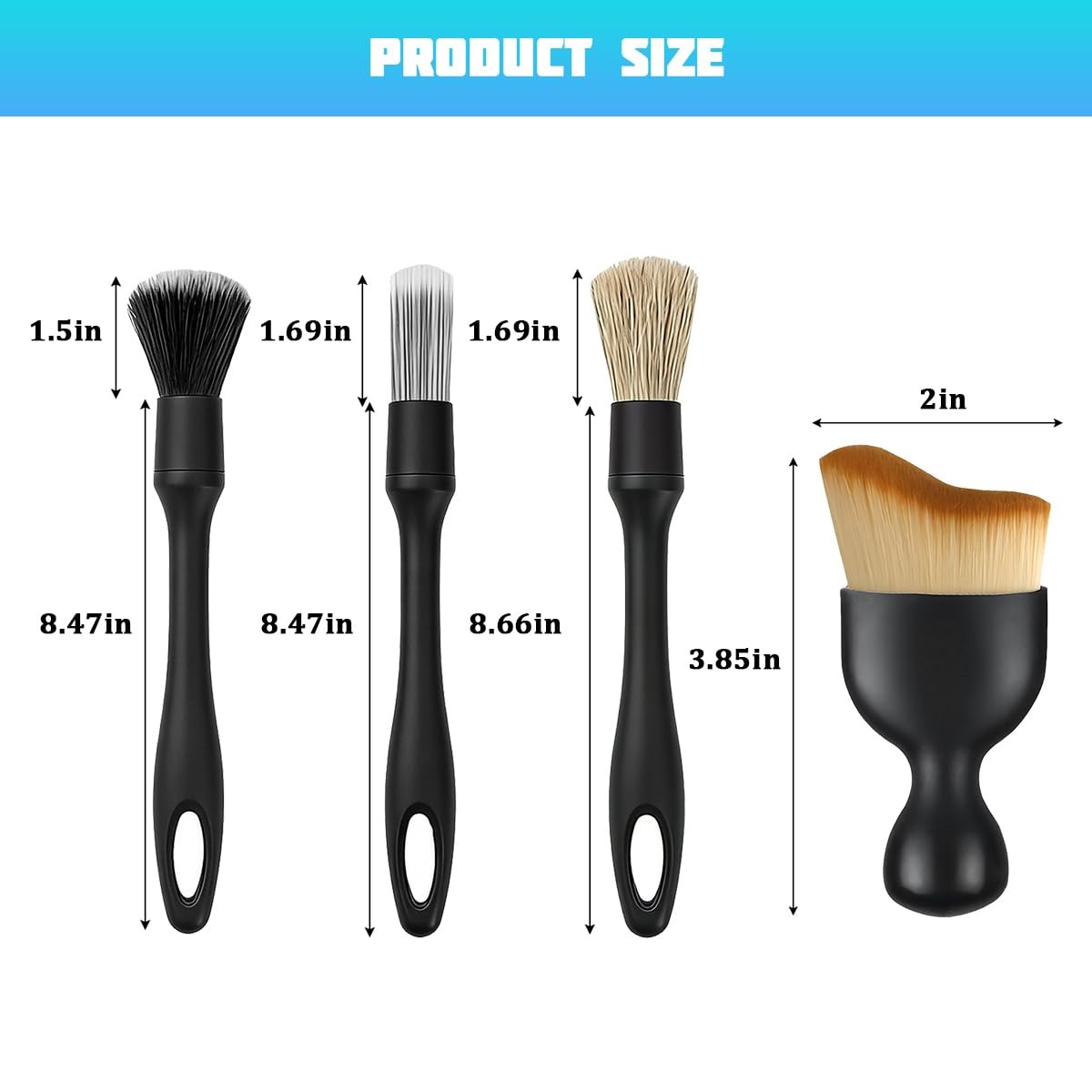 5 Pcs Car Detailing Brush Kit Automotive Interior Exterior Detailing Kit