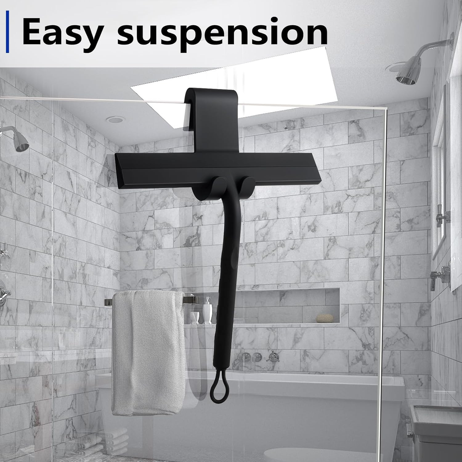 Shower Squeegee for Glass Doors and Bathroom, Stainless Steel with Silicone Blad