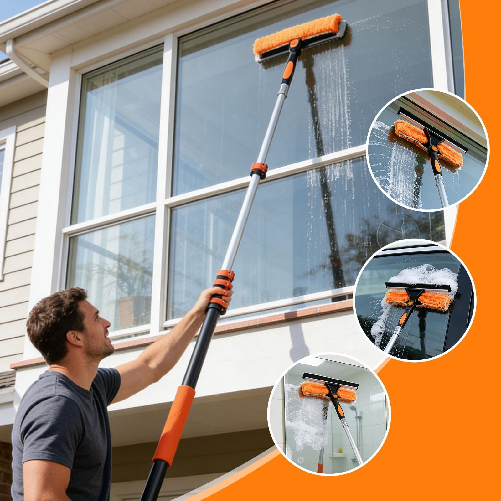 30FT High Reach Duster Kit Extension Pole Ceiling Fan Window Cleaner Set NEW!