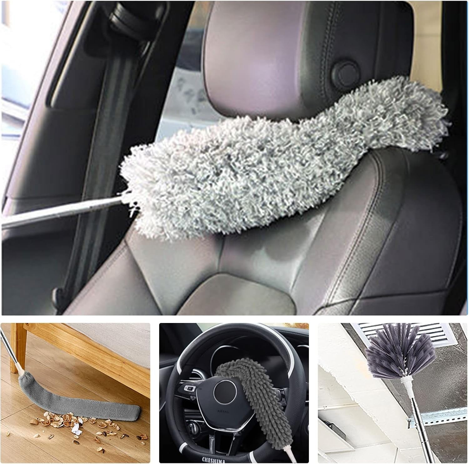 Bendable Microfiber Duster Set with 100” for Home & Car Cleaning