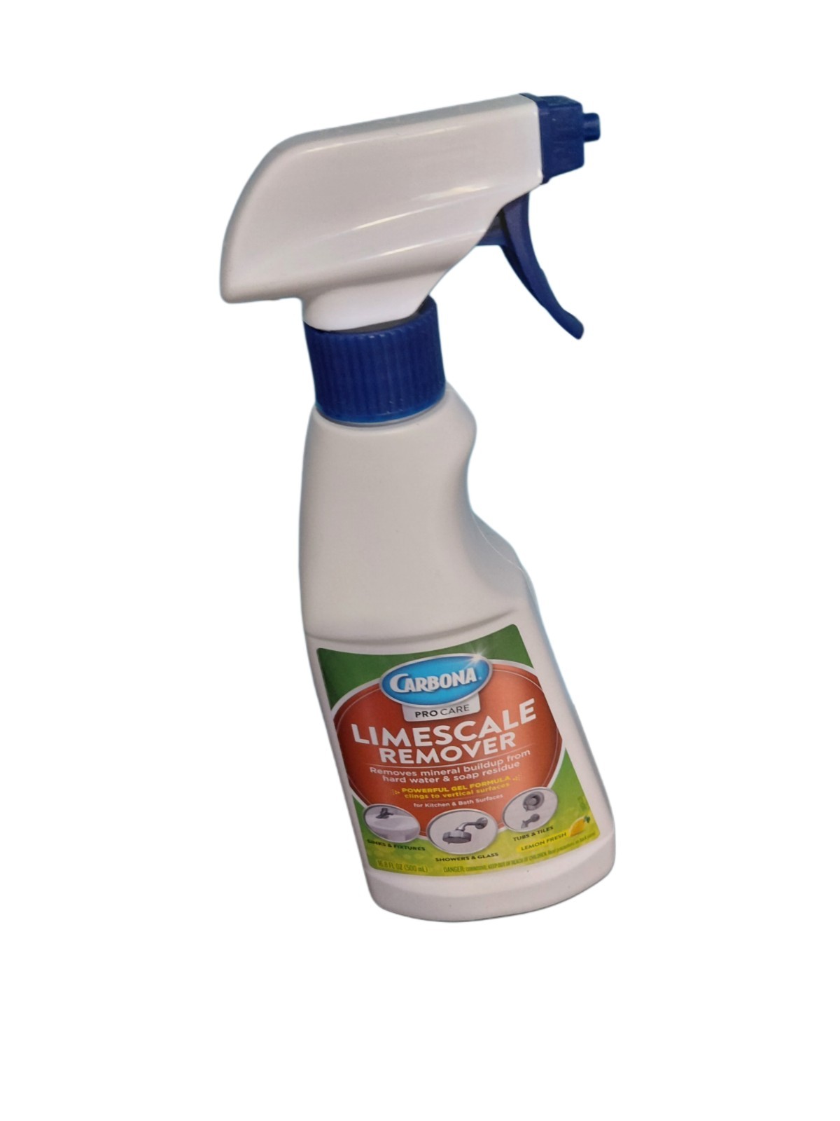 Carbona Limescale Remover Spray Lemon Fresh for Shower/Glass Faucets 16.9 oz
