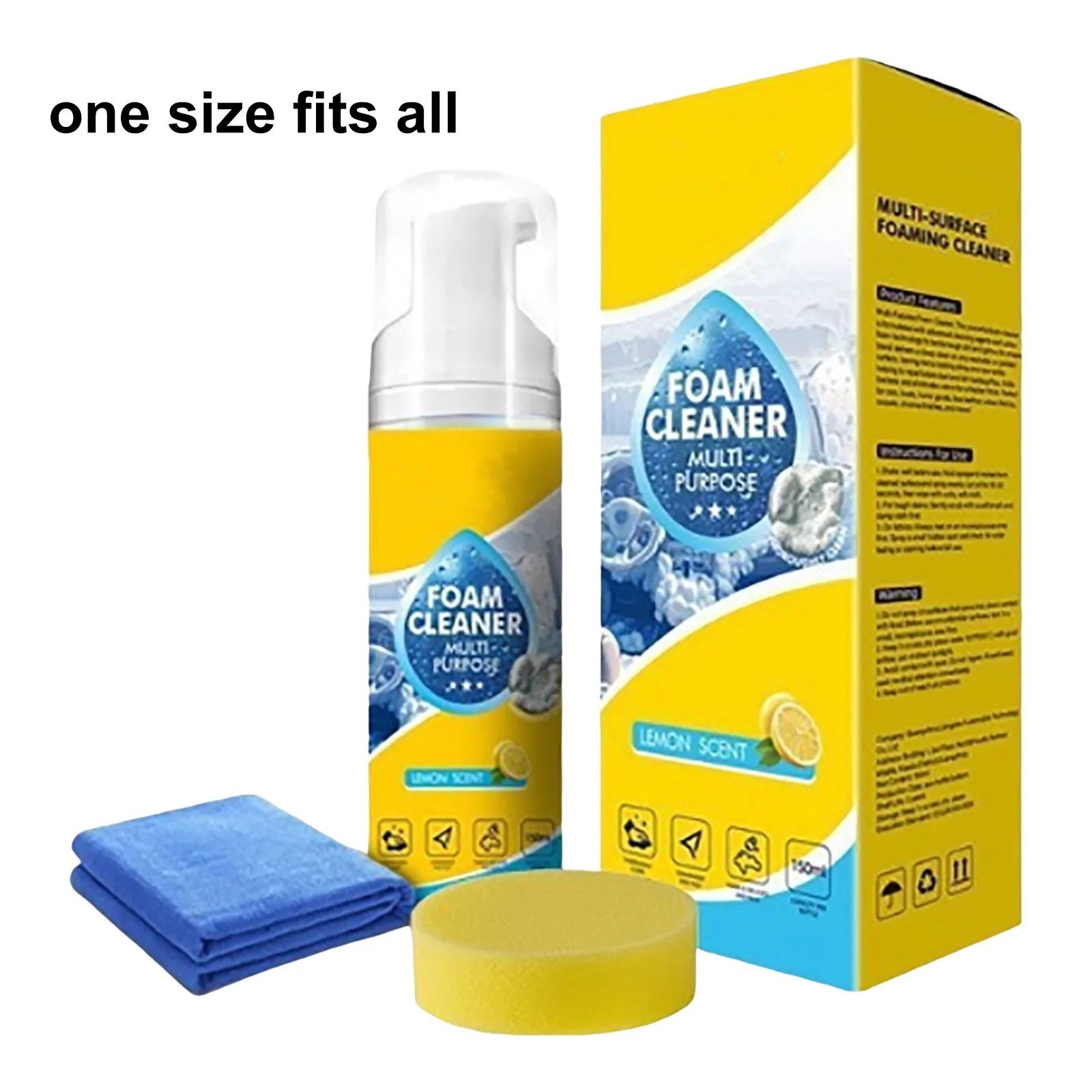 4-in-1 Multi-Enzyme Foam Cleaner, All-Purpose Spray 5oz with Sponge & Towel USA