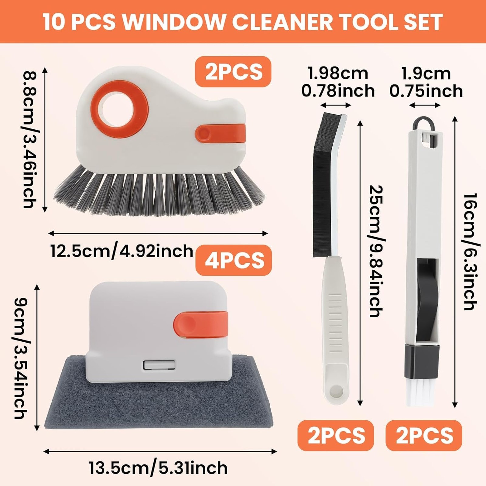 Window Track Cleaner Tool Set 12 Pcs with Crevice Brush and Pliers for Sliding