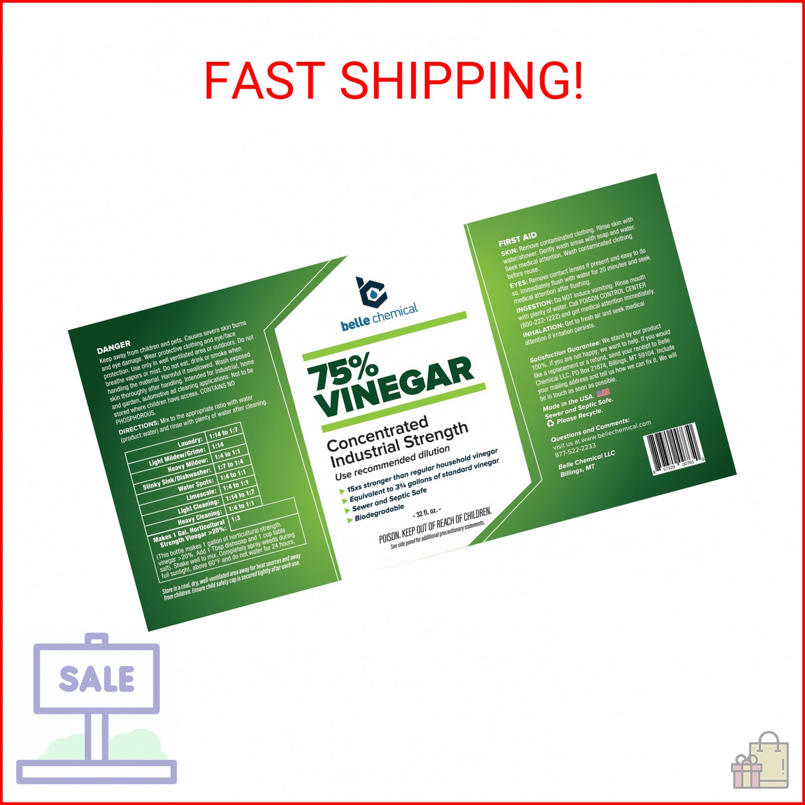 75% Pure Vinegar – Concentrated Industrial Grade 32oz