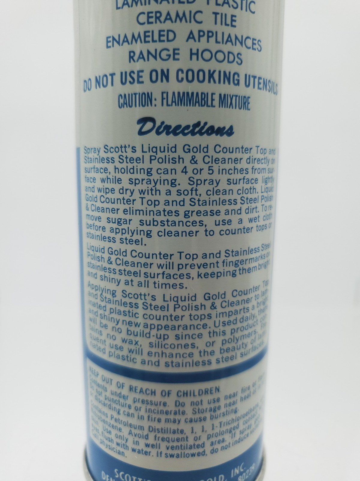 Vintage Rare Scott’s Liquid Gold Counter Top Stainless Steel Polish Cleaner 10oz