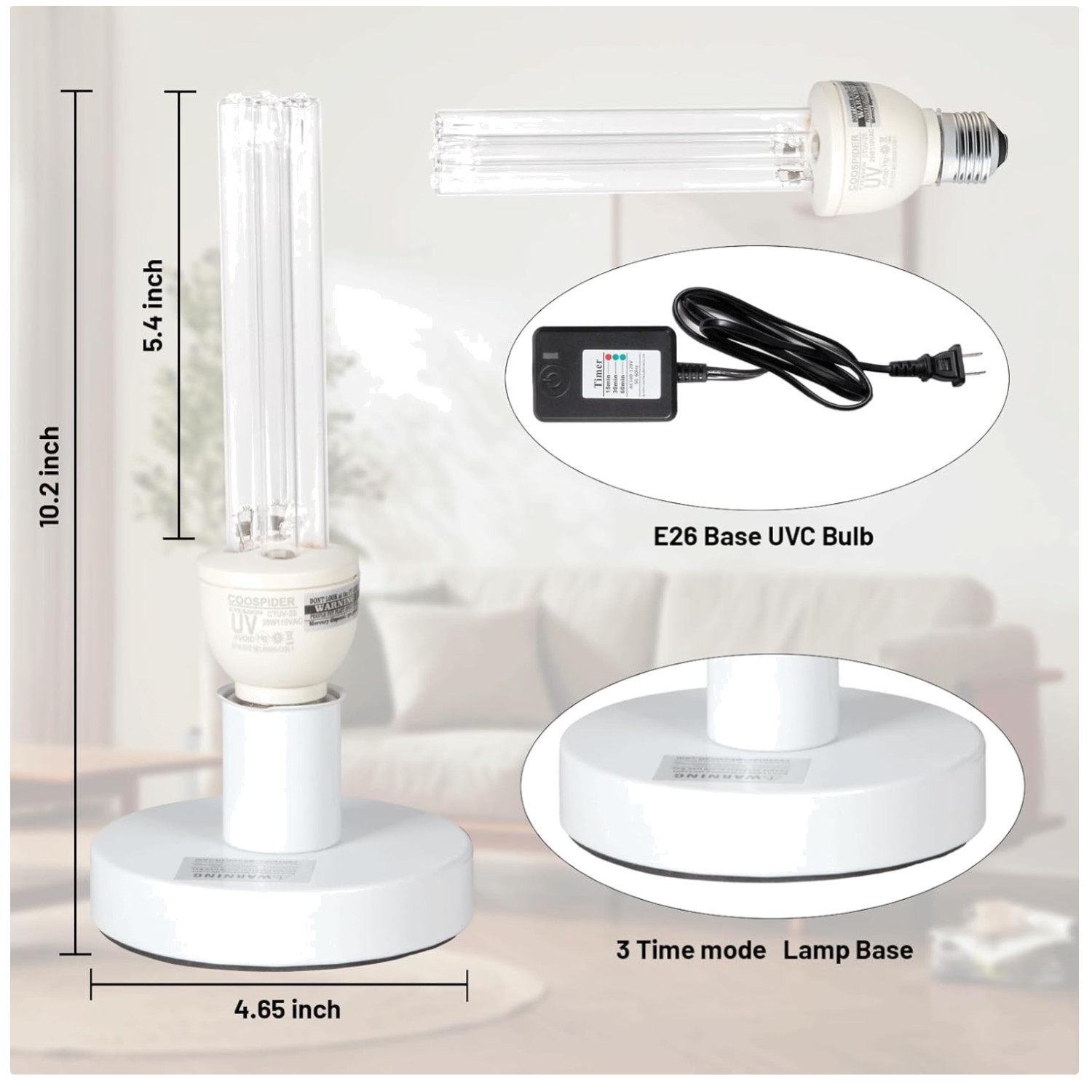 Bedroom/Kitchen/Bathroom UV Light – 25W E26 Base