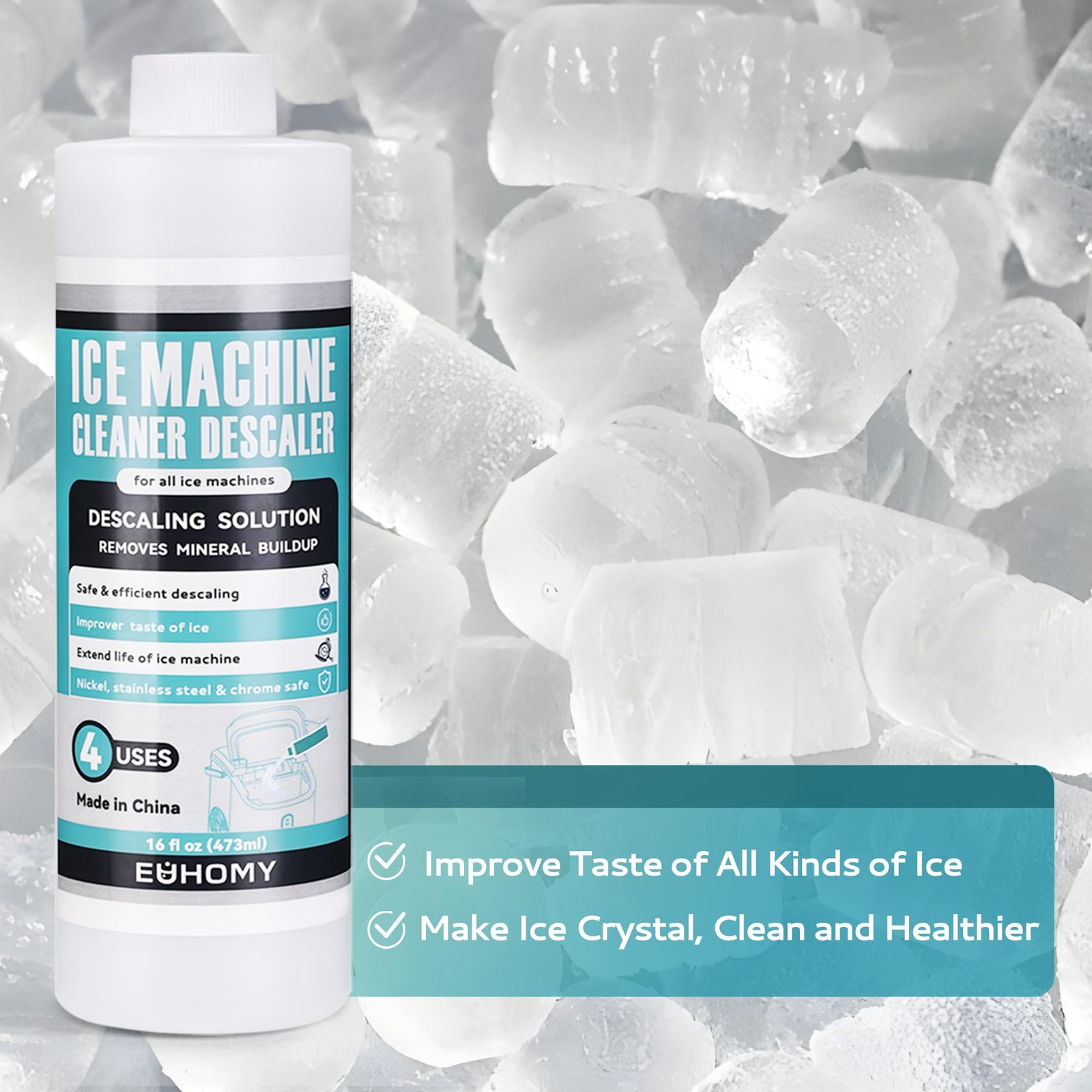 Ice Machine Cleaner Descaler, 16 Fl OZ Ice Maker Cleaner (4 Uses Per Bottle),…
